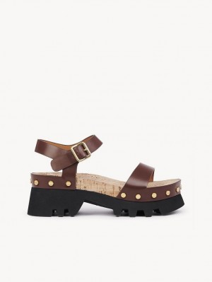 Chloe Owena Platform Sandals BRUNET BROWN | CHE-SR14161