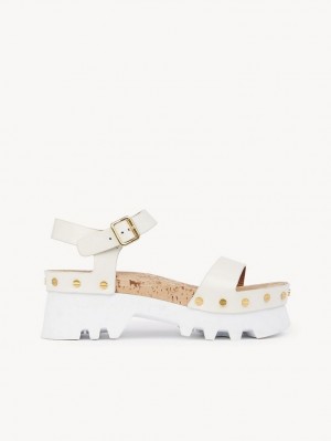 Chloe Owena Platform Sandals Cloudy White | CHE-SR14162