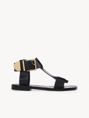 Chloe Rebecca Flat Sandals Black | CHE-SR14142