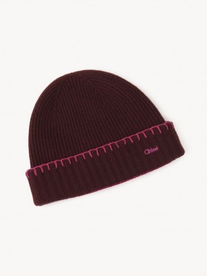 Chloe Ribbed Knit Beanie Hats PURPLE - PINK 1 | CHE-SR14472