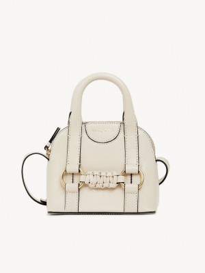 Chloe Saddie Micro Double Handle Shoulder Bags Cement Beige | CHE-SR14621