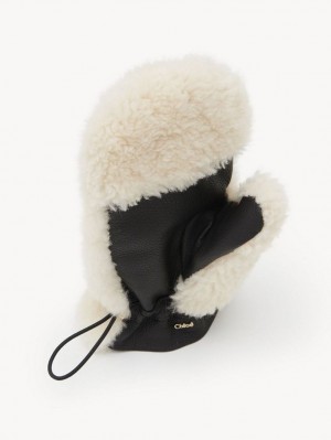 Chloe Shearling Mittens Hats Chocolate | CHE-SR14478