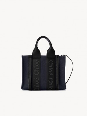 Chloe Small Woody Tote Bags DEEP DENIM | CHE-SR13390