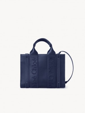 Chloe Small Woody Tote Bags Night Blue | CHE-SR13376