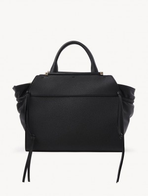 Chloe Steph Medium Double Carry Tote Bags Black | CHE-SR13372