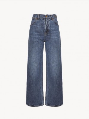 Chloe Stromboli Wide Cropped Jeans Dusky Blue | CHE-SR14011