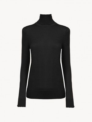 Chloe Turtleneck Knitwear Black | CHE-SR13959