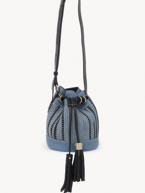 Chloe Vicki Small Bucket Shoulder Bags Denim | CHE-SR14642