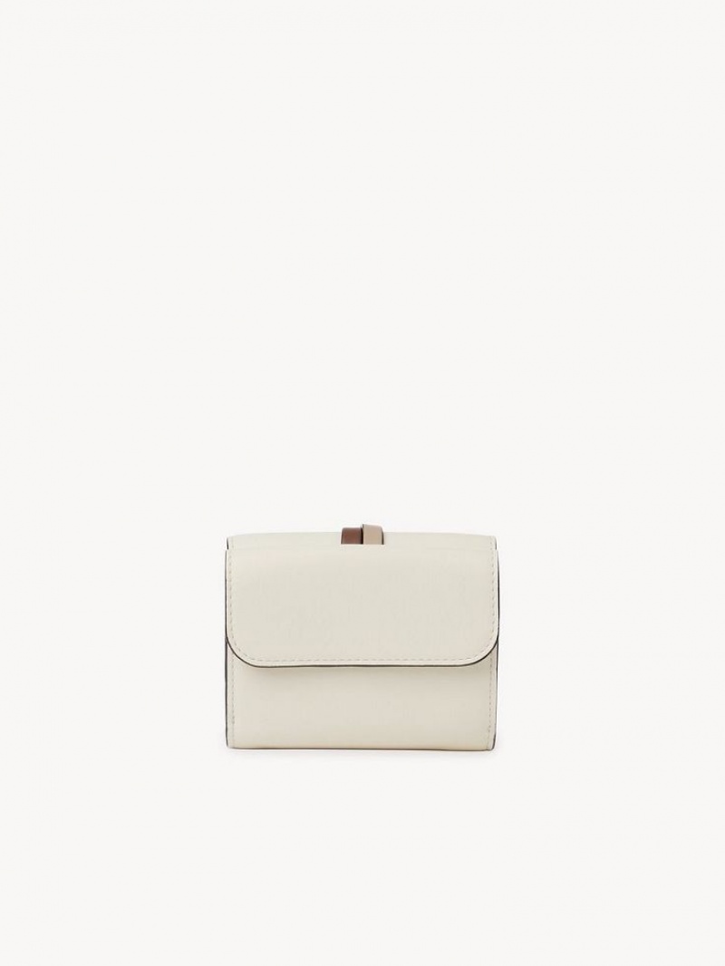 Chloe Alphabet Small Tri-fold Compact Wallets MISTY IVORY | CHE-SR14288