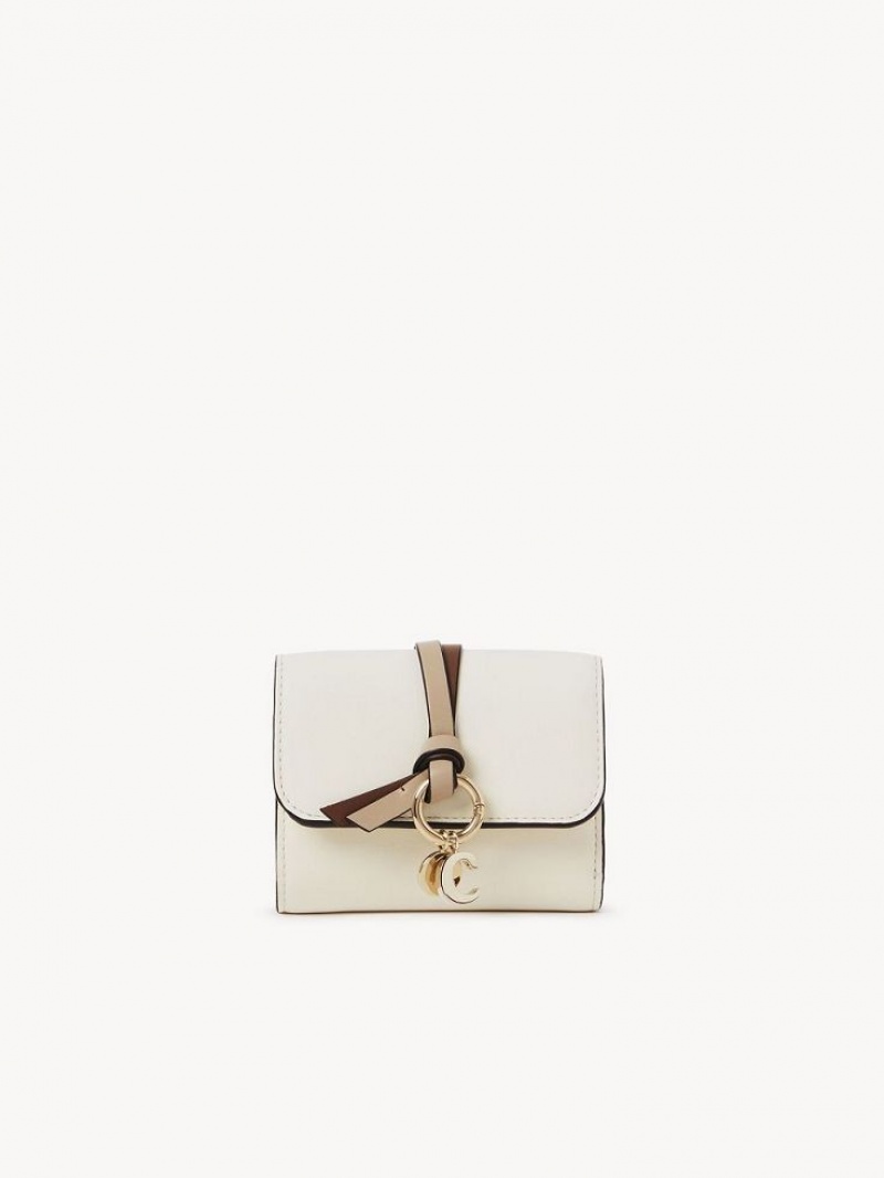 Chloe Alphabet Small Tri-fold Compact Wallets MISTY IVORY | CHE-SR14288