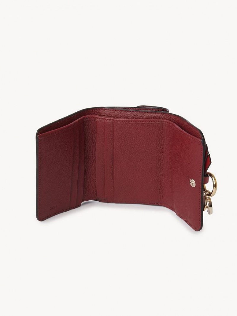 Chloe Alphabet Small Tri-fold Compact Wallets Deep Claret | CHE-SR14289