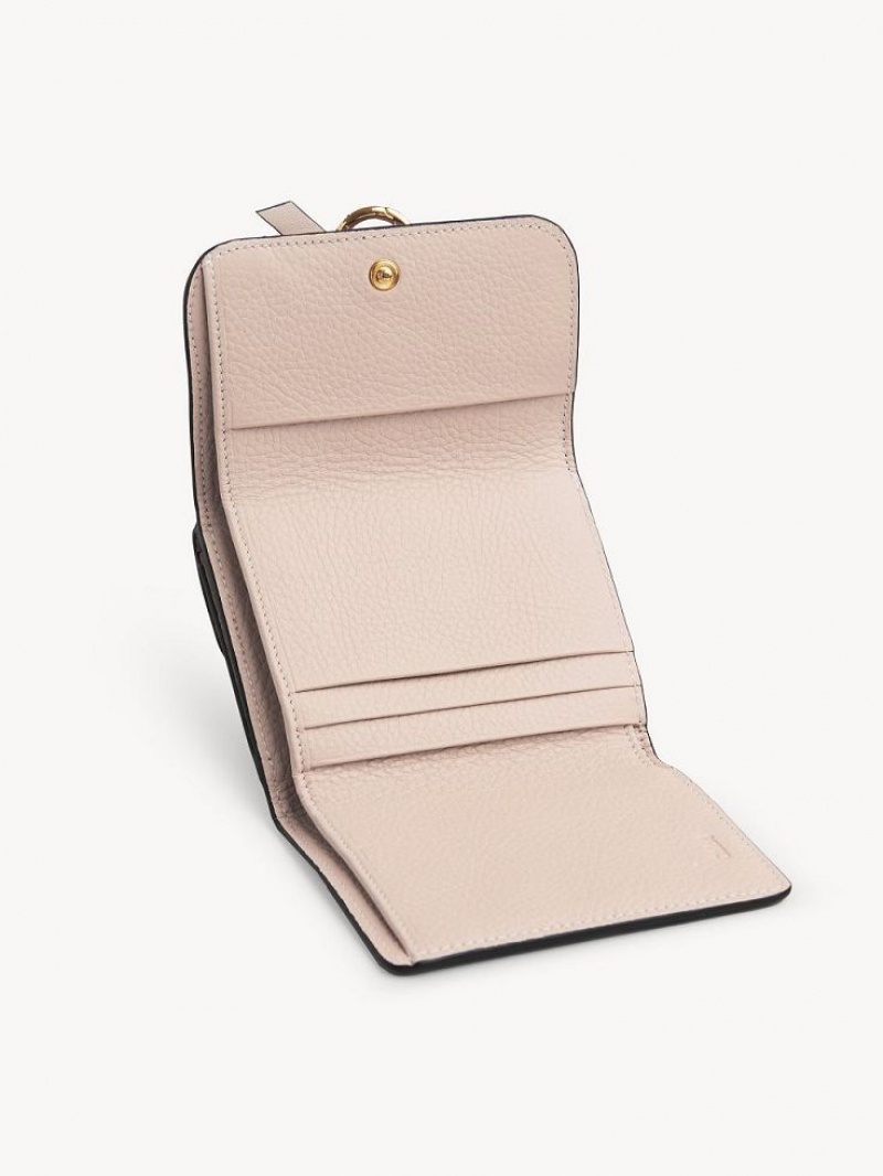 Chloe Alphabet Small Tri-fold Compact Wallets Blush Nude | CHE-SR14290