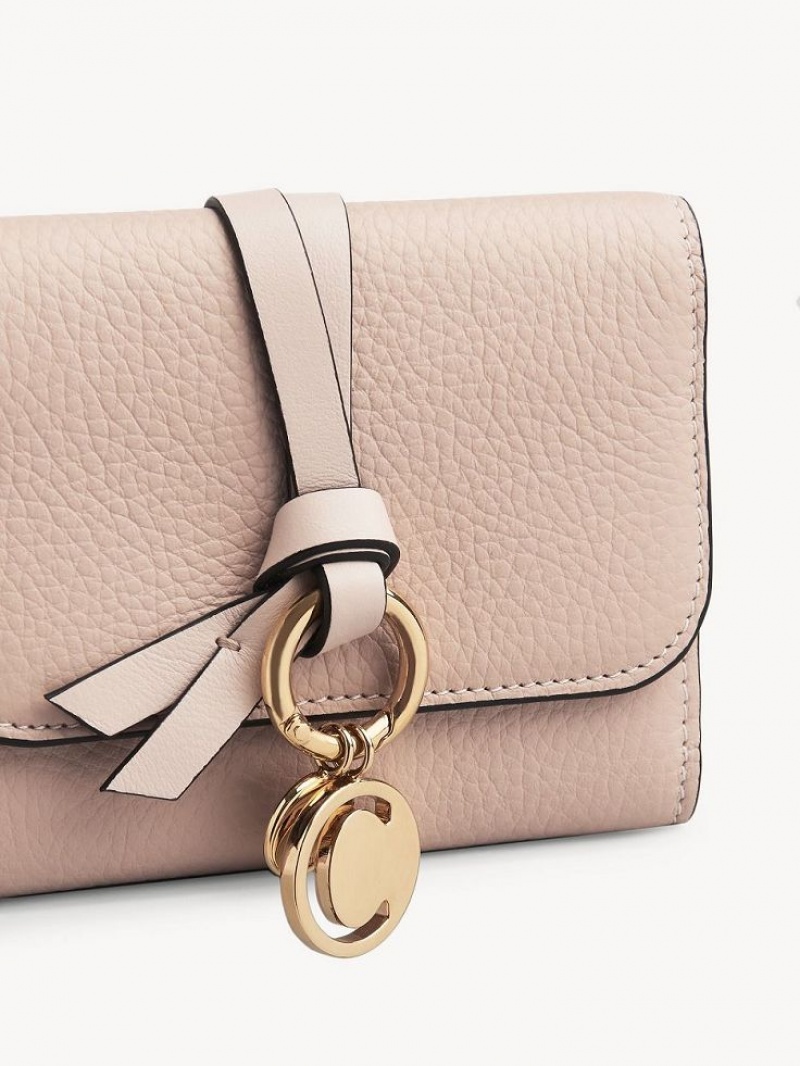 Chloe Alphabet Small Tri-fold Compact Wallets Blush Nude | CHE-SR14290