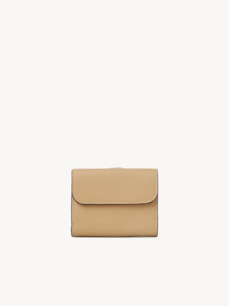 Chloe Alphabet Small Tri-fold Compact Wallets SOFT TAN | CHE-SR14292