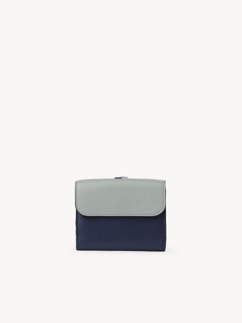 Chloe Alphabet Small Tri-fold Compact Wallets GREEN - BLUE 1 | CHE-SR14293