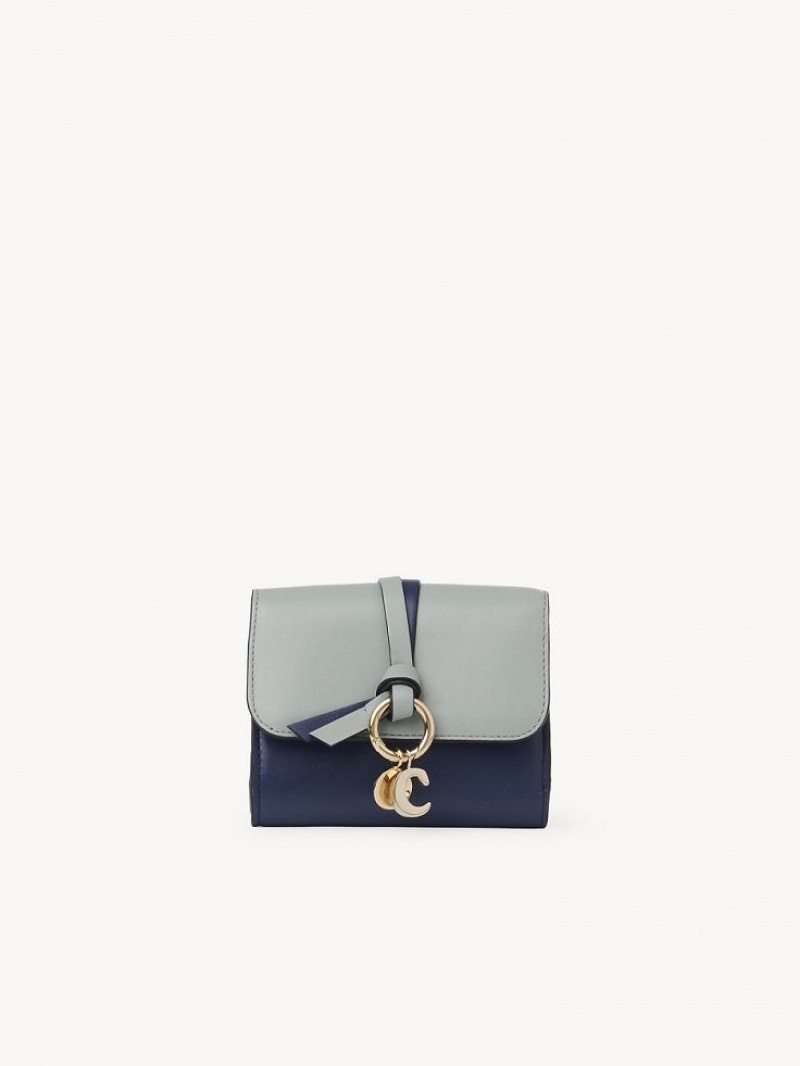 Chloe Alphabet Small Tri-fold Compact Wallets GREEN - BLUE 1 | CHE-SR14293