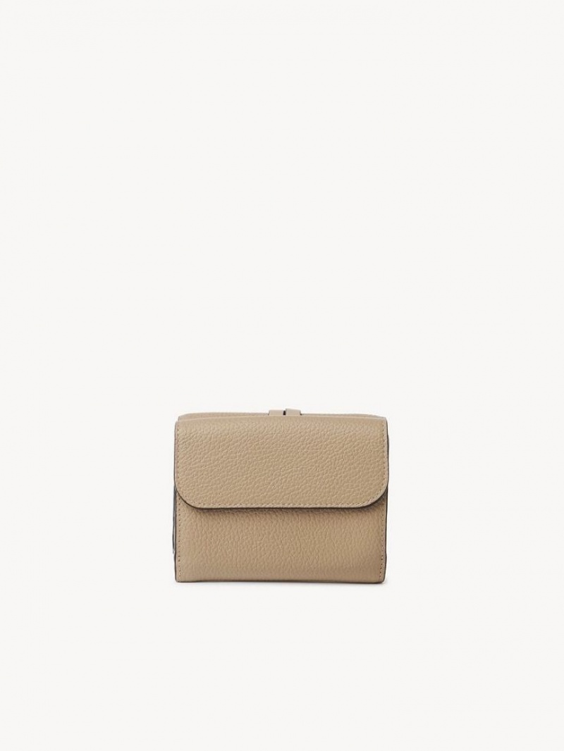 Chloe Alphabet Small Tri-fold Compact Wallets ARGIL BROWN | CHE-SR14294