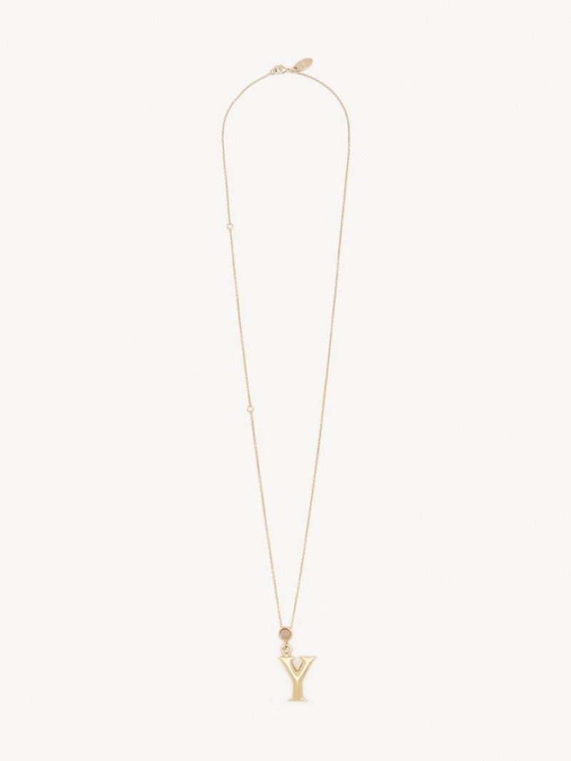 Chloe Alphabet With Pendant Necklaces GOLD COLOR | CHE-SR14331