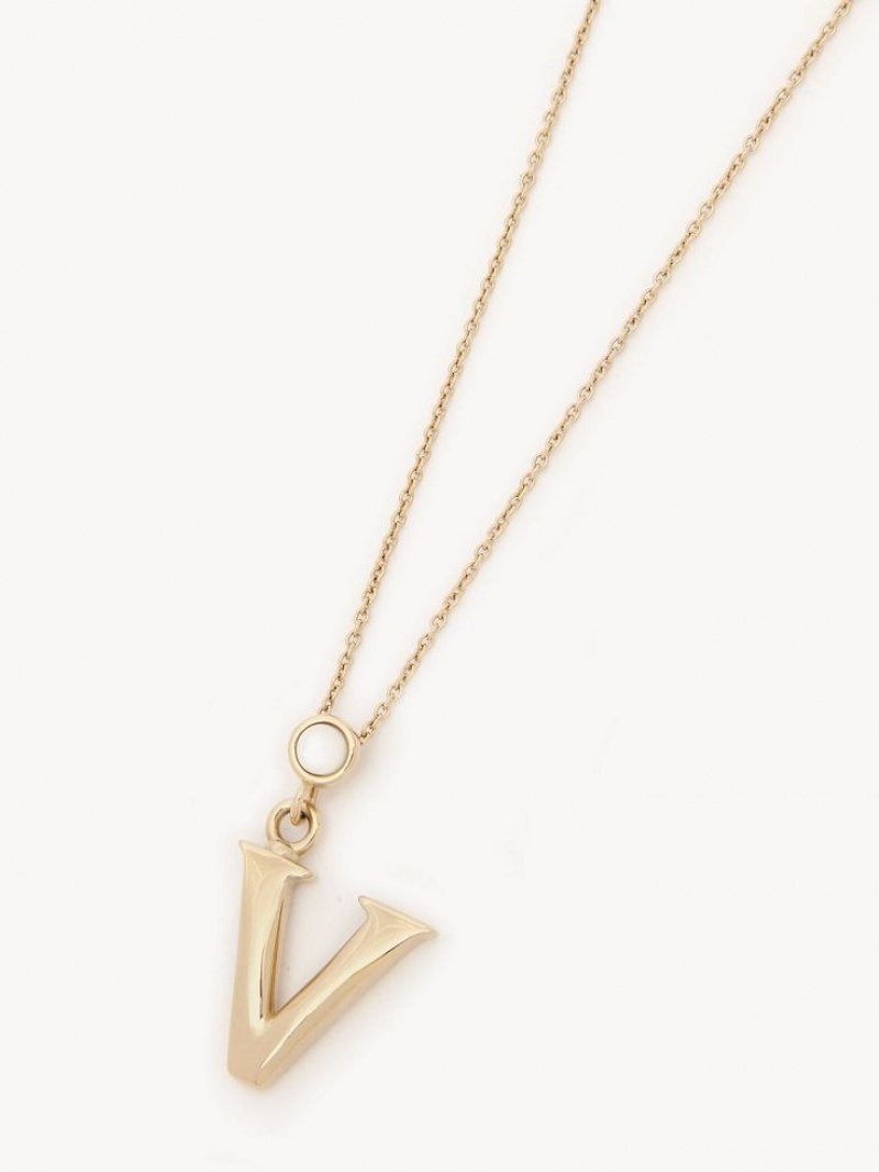 Chloe Alphabet With Pendant Necklaces GOLD COLOR | CHE-SR14334