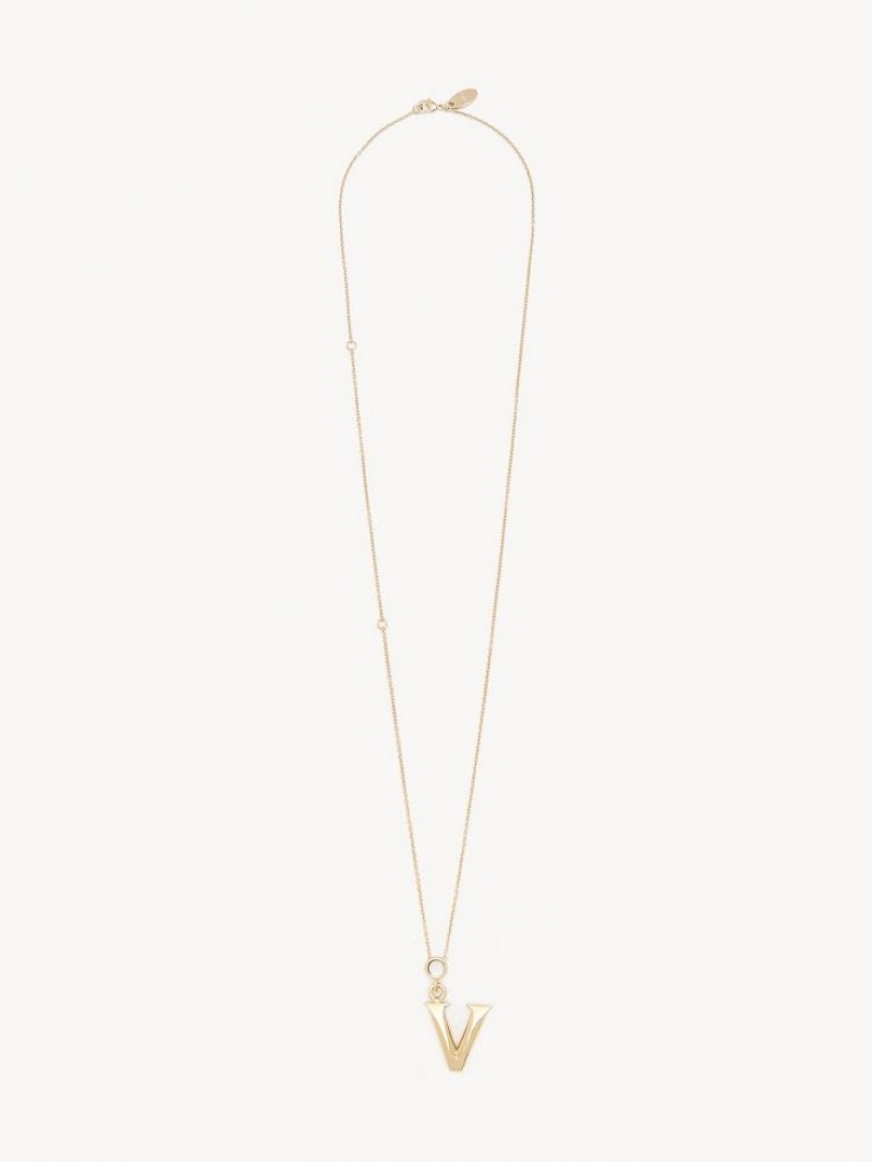 Chloe Alphabet With Pendant Necklaces GOLD COLOR | CHE-SR14334