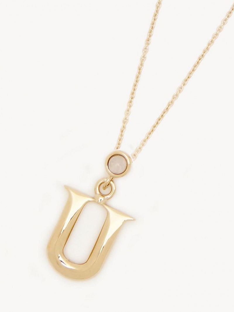 Chloe Alphabet With Pendant Necklaces GOLD COLOR | CHE-SR14335