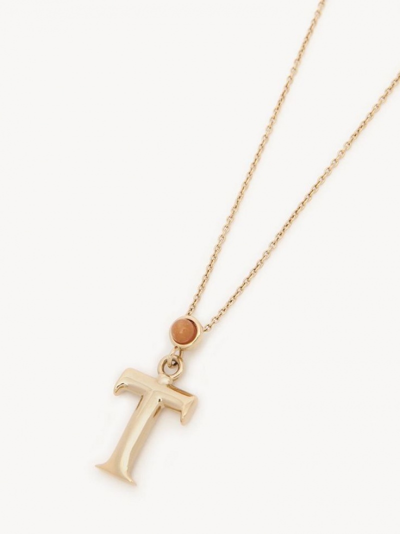 Chloe Alphabet With Pendant Necklaces GOLD COLOR | CHE-SR14336