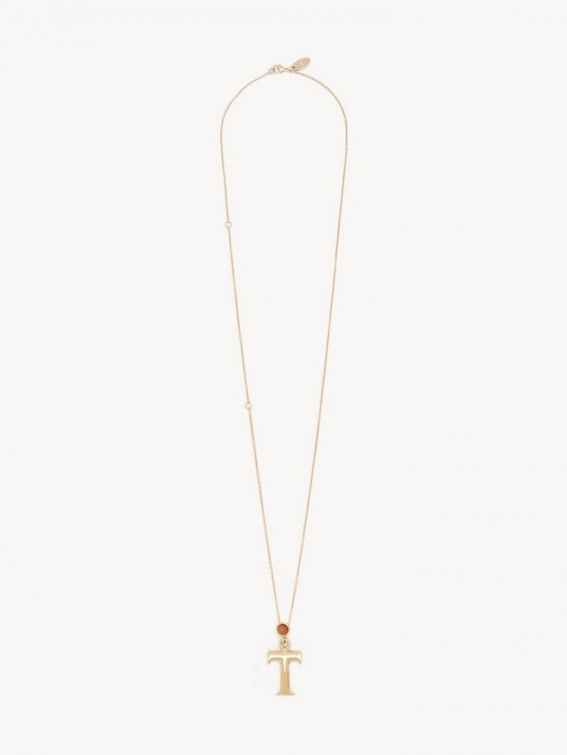 Chloe Alphabet With Pendant Necklaces GOLD COLOR | CHE-SR14336