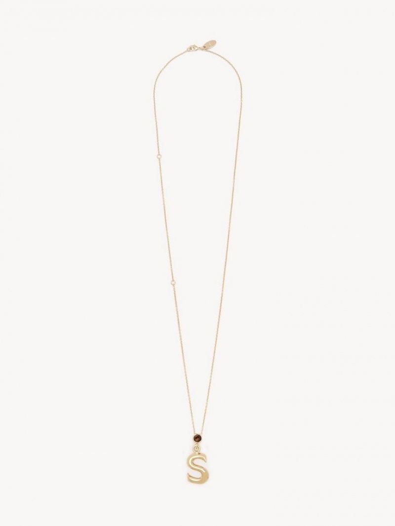 Chloe Alphabet With Pendant Necklaces GOLD COLOR | CHE-SR14337