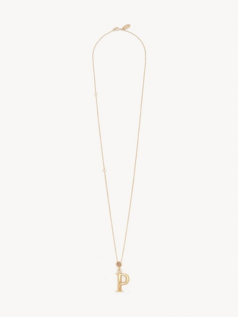 Chloe Alphabet With Pendant Necklaces GOLD COLOR | CHE-SR14340