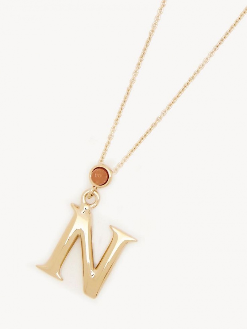 Chloe Alphabet With Pendant Necklaces GOLD COLOR | CHE-SR14342