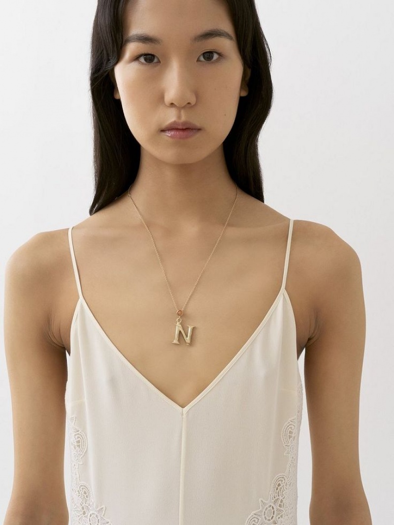 Chloe Alphabet With Pendant Necklaces GOLD COLOR | CHE-SR14342