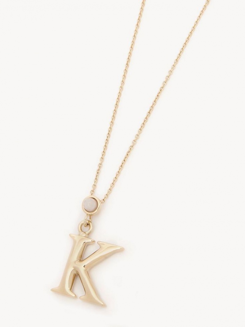 Chloe Alphabet With Pendant Necklaces GOLD COLOR | CHE-SR14345