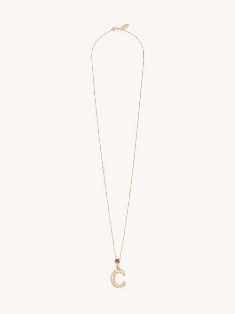 Chloe Alphabet With Pendant Necklaces GOLD COLOR | CHE-SR14353