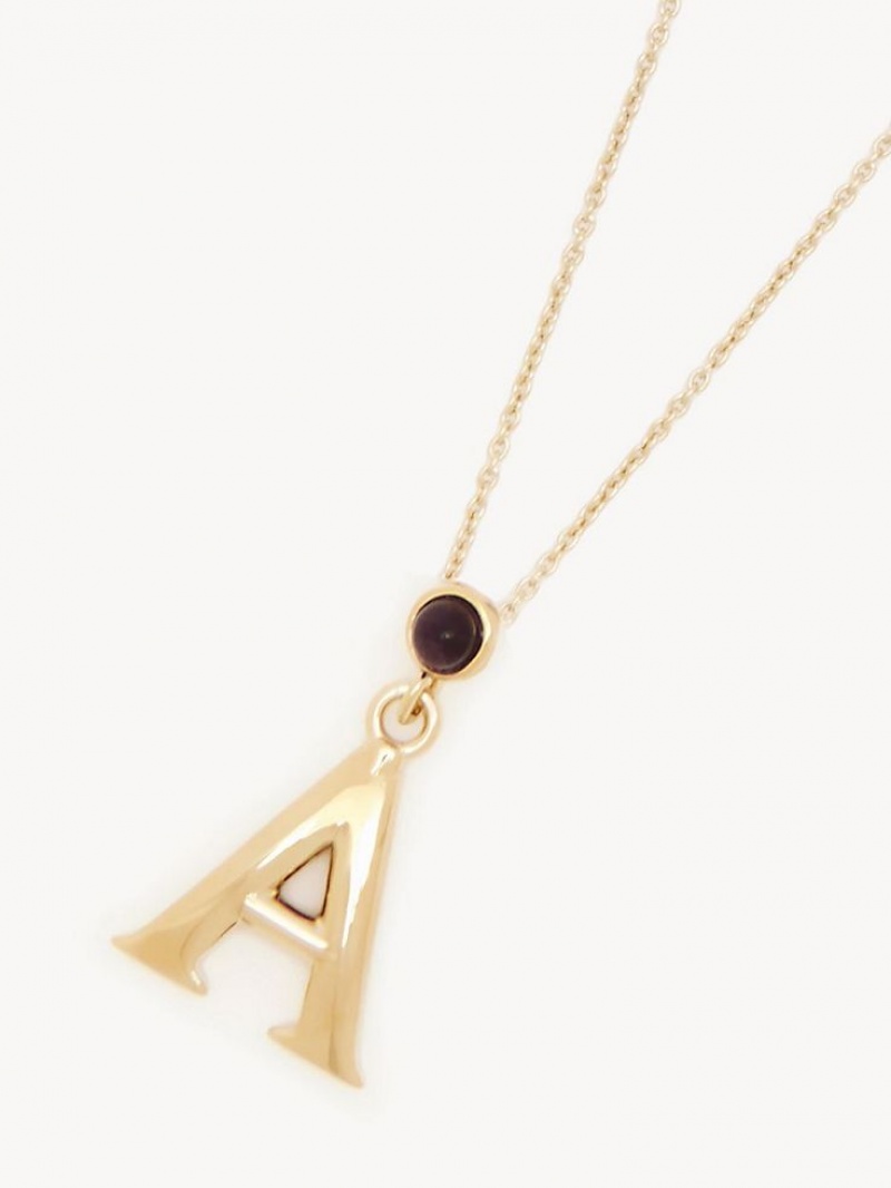 Chloe Alphabet With Pendant Necklaces GOLD COLOR | CHE-SR14430