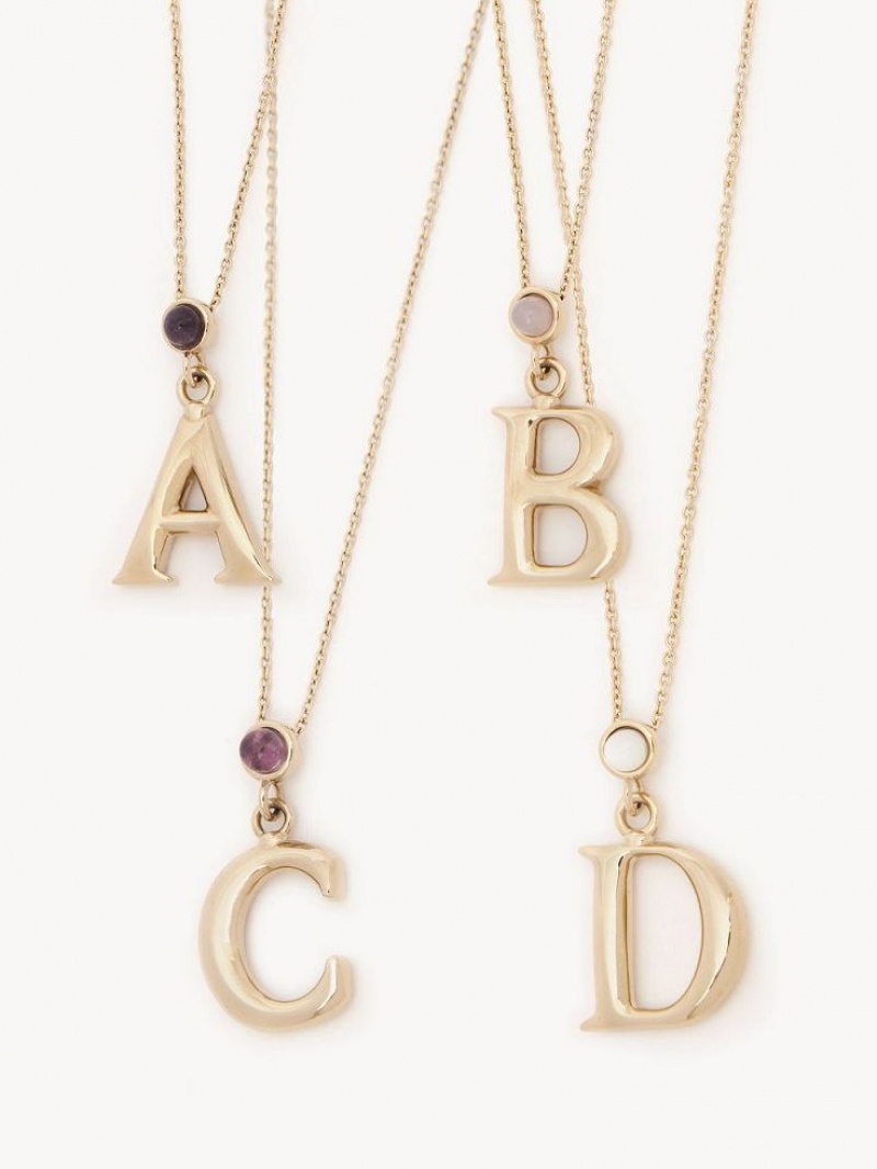 Chloe Alphabet With Pendant Necklaces GOLD COLOR | CHE-SR14430