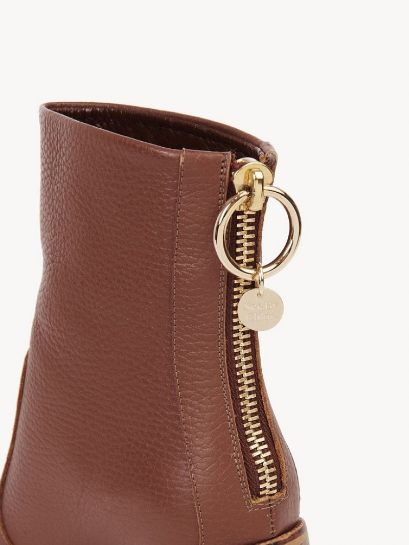 Chloe Aryel Heeled Ankle Boots Rust/Copper | CHE-SR14858