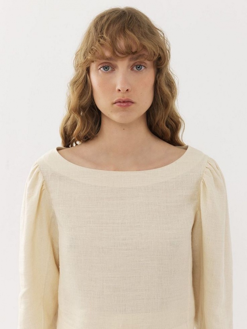 Chloe Balloon-sleeve Tops COCONUT MILK | CHE-SR13883