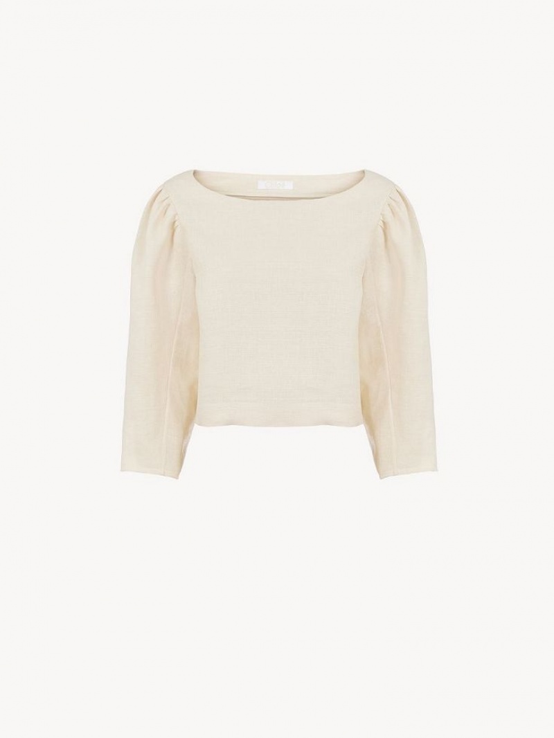 Chloe Balloon-sleeve Tops COCONUT MILK | CHE-SR13883