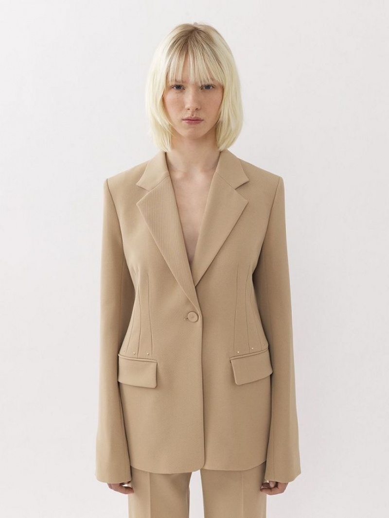 Chloe Bell-shaped Jackets Pearl Beige | CHE-SR13812