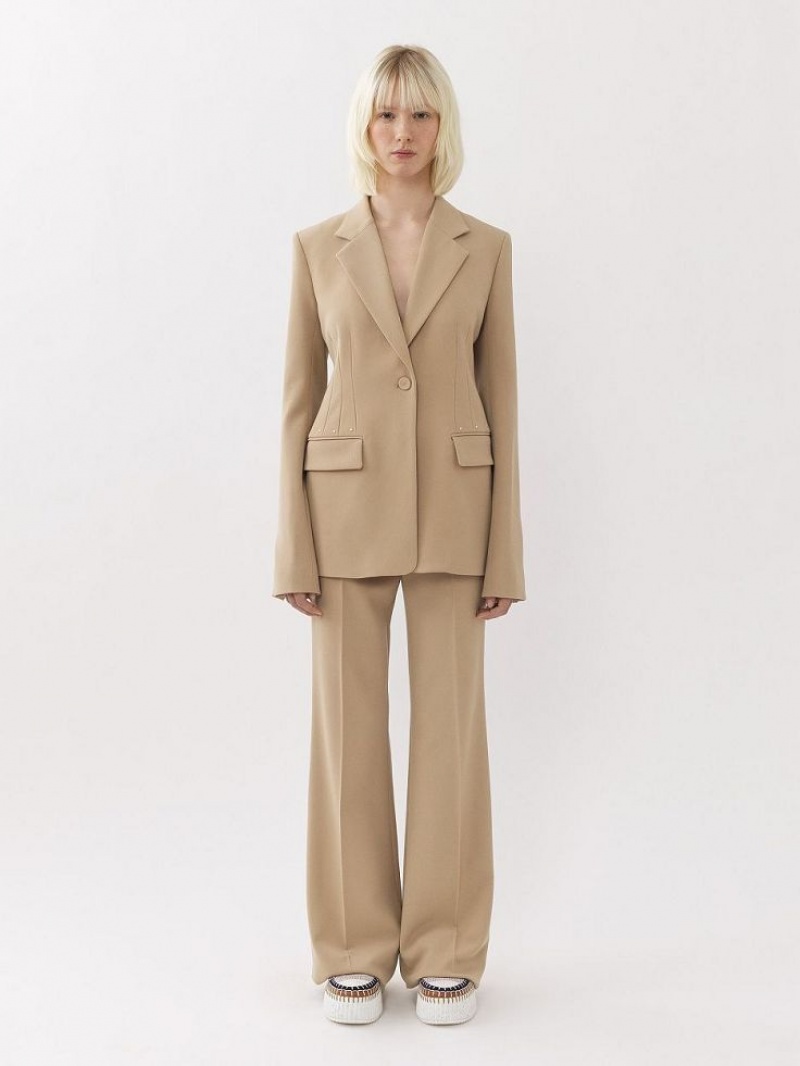 Chloe Bell-shaped Jackets Pearl Beige | CHE-SR13812