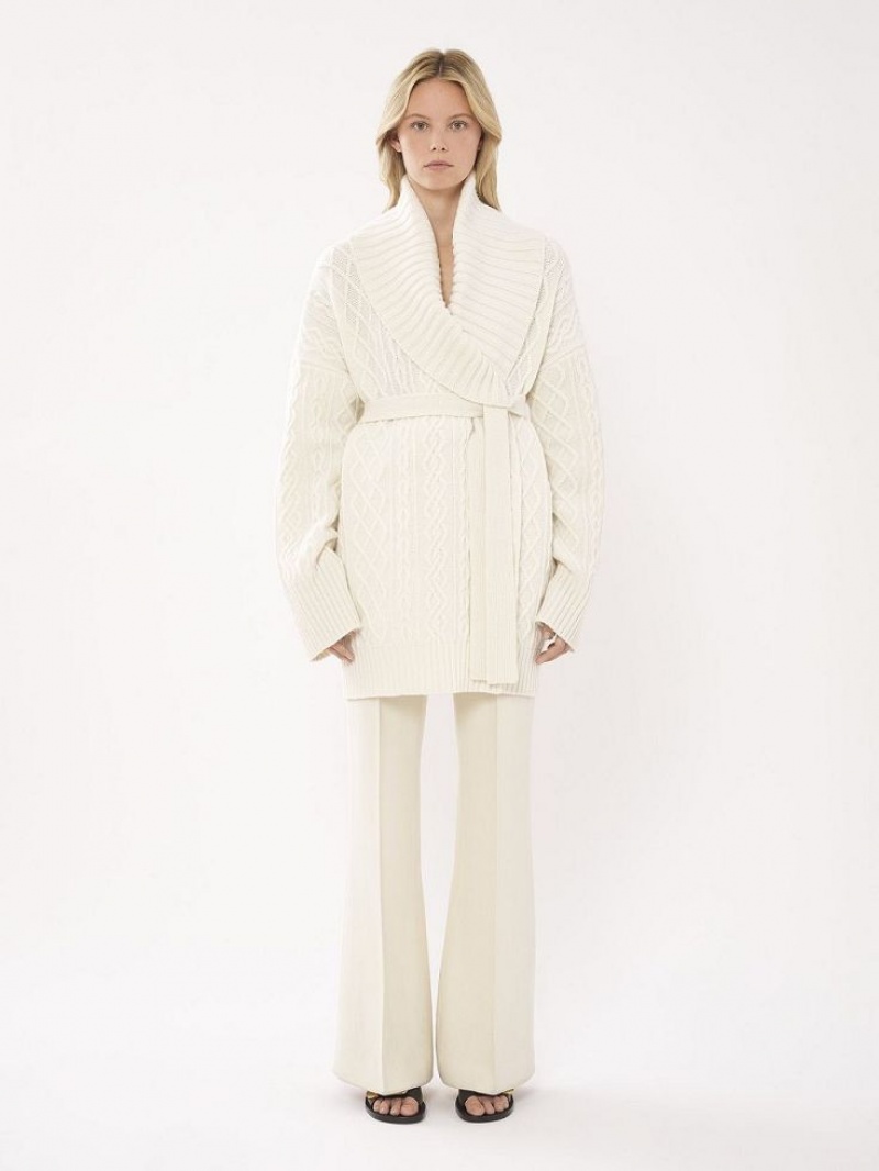 Chloe Belted Wrap Cardigan Knitwear Iconic Milk | CHE-SR13957