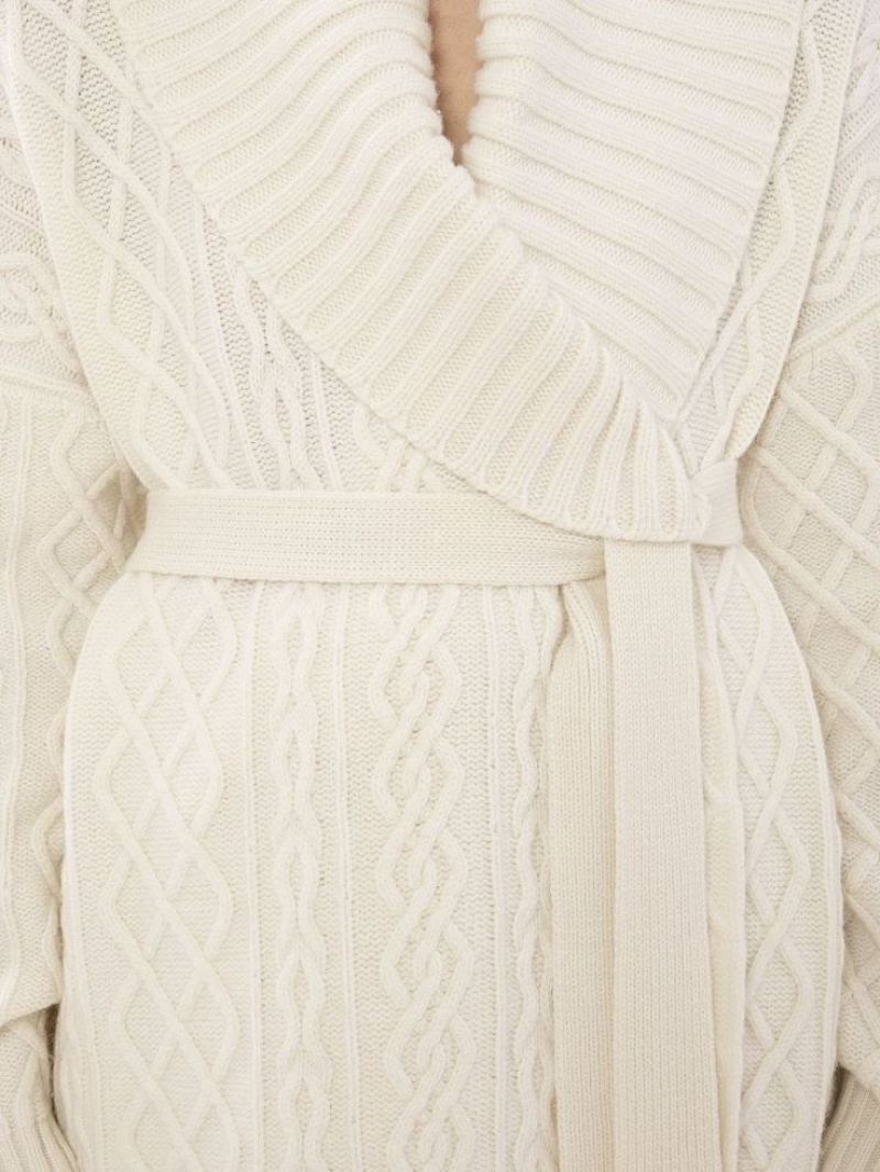 Chloe Belted Wrap Cardigan Knitwear Iconic Milk | CHE-SR13957