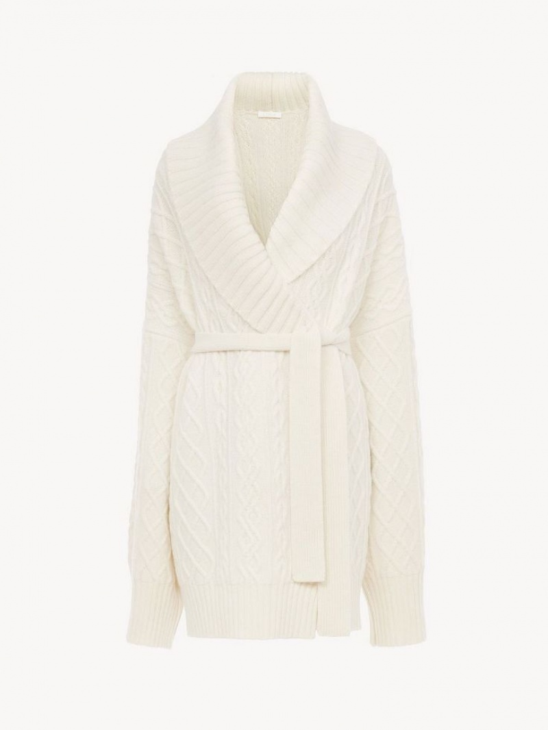 Chloe Belted Wrap Cardigan Knitwear Iconic Milk | CHE-SR13957