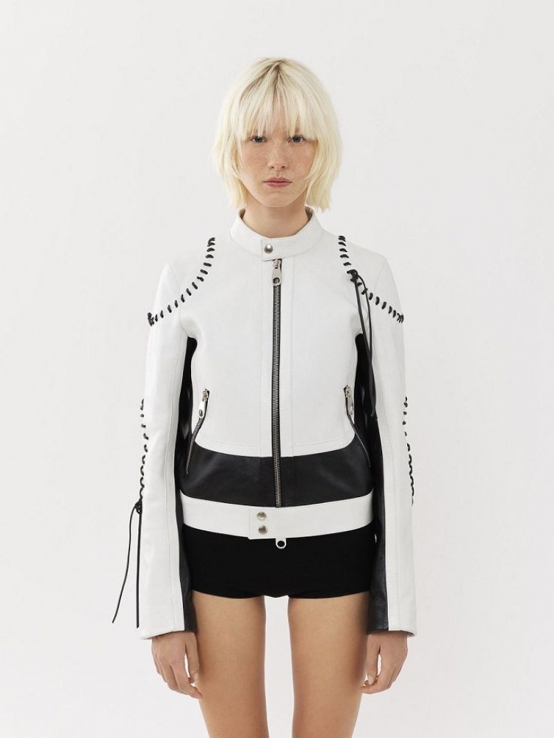 Chloe Biker Jacket Leather BLACK - WHITE 1 | CHE-SR14106