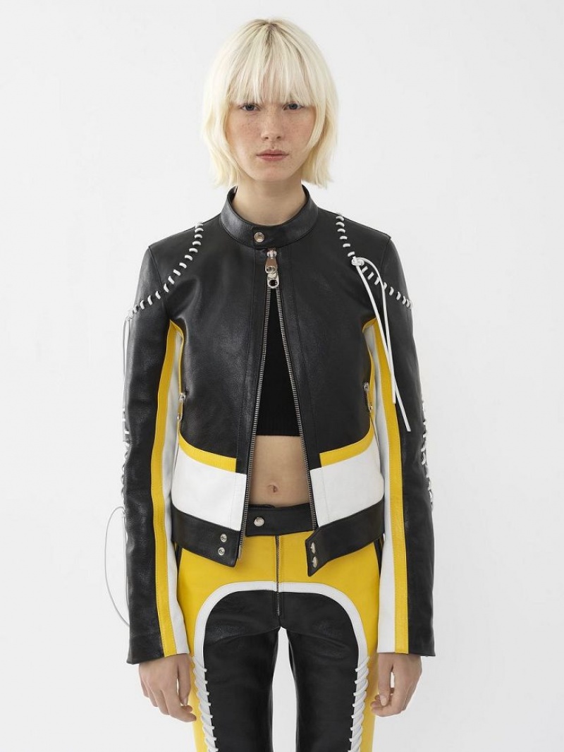 Chloe Biker Jacket Leather Black - Yellow 1 | CHE-SR14108