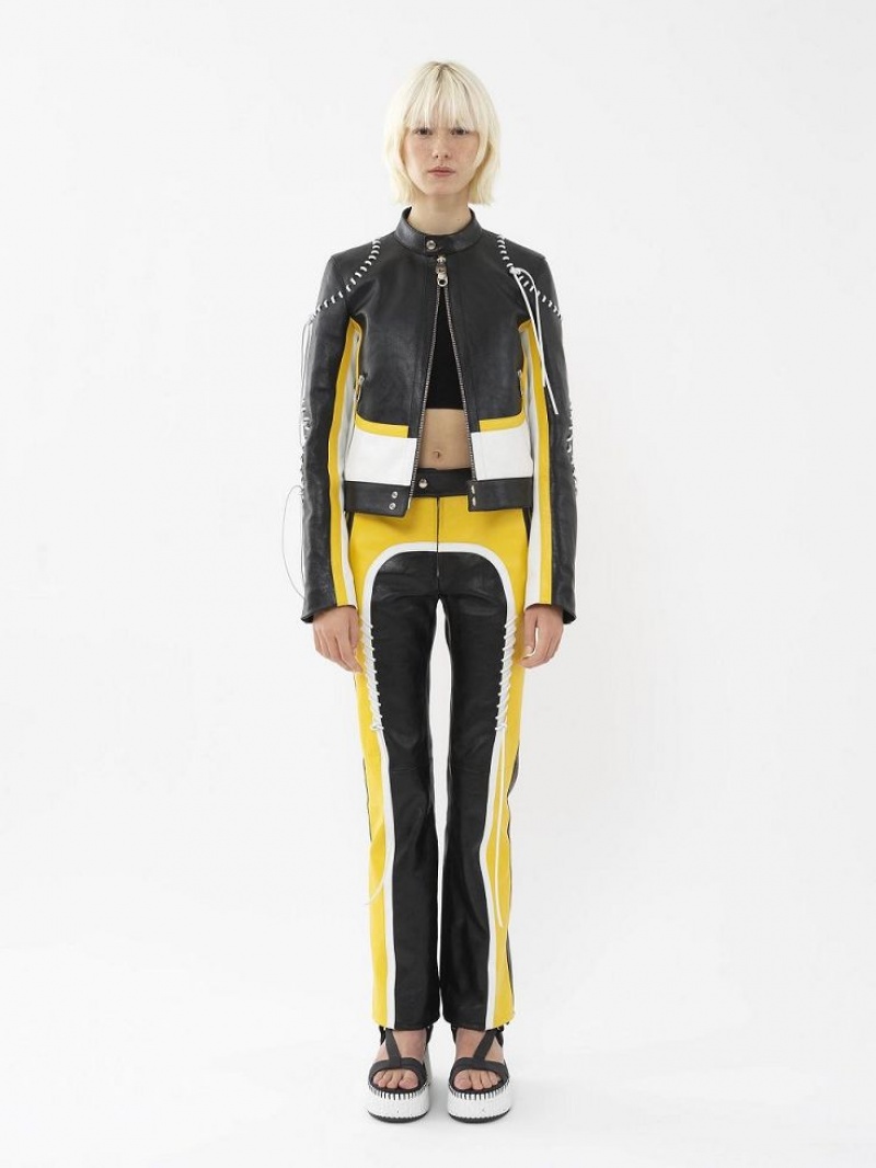 Chloe Biker Jacket Leather Black - Yellow 1 | CHE-SR14108