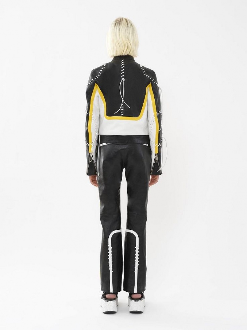 Chloe Biker Jacket Leather Black - Yellow 1 | CHE-SR14108