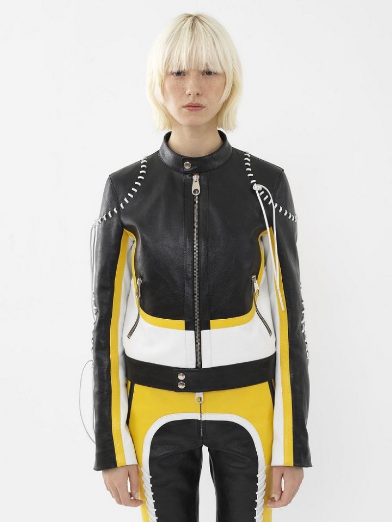 Chloe Biker Jacket Leather Black - Yellow 1 | CHE-SR14108