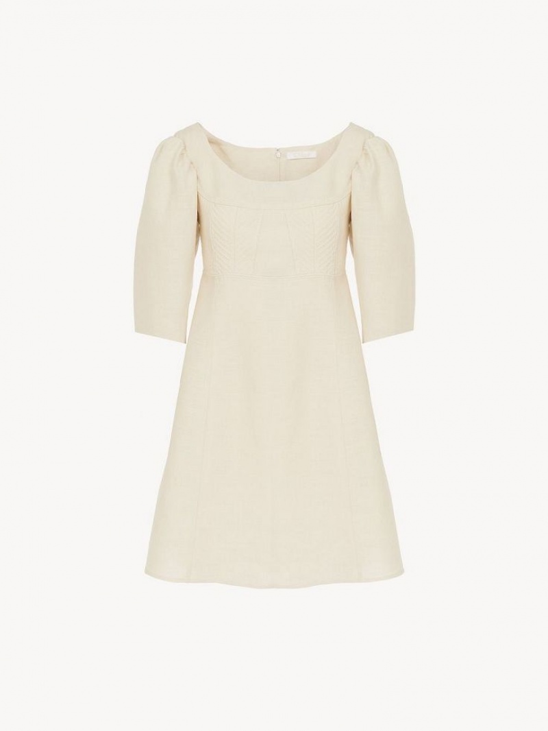 Chloe Boat-neck Mini Dresses COCONUT MILK | CHE-SR13836