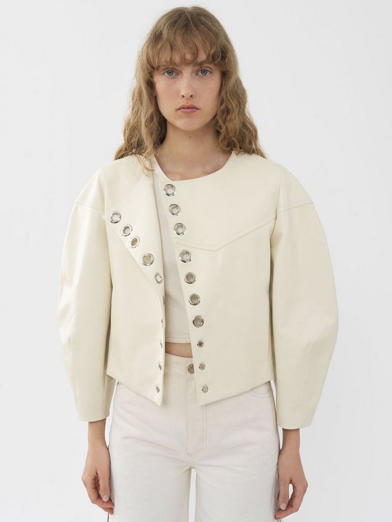 Chloe Boxy Jacket Leather Eden White | CHE-SR14104